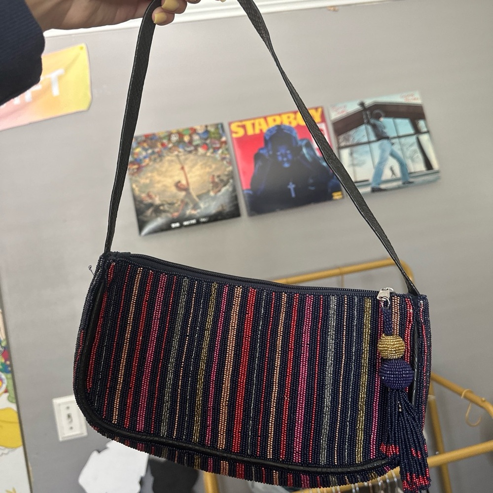 Roller Rabbit Beaded Stripe Shoulder Bag Handbag Purse New, Multicolor Boho